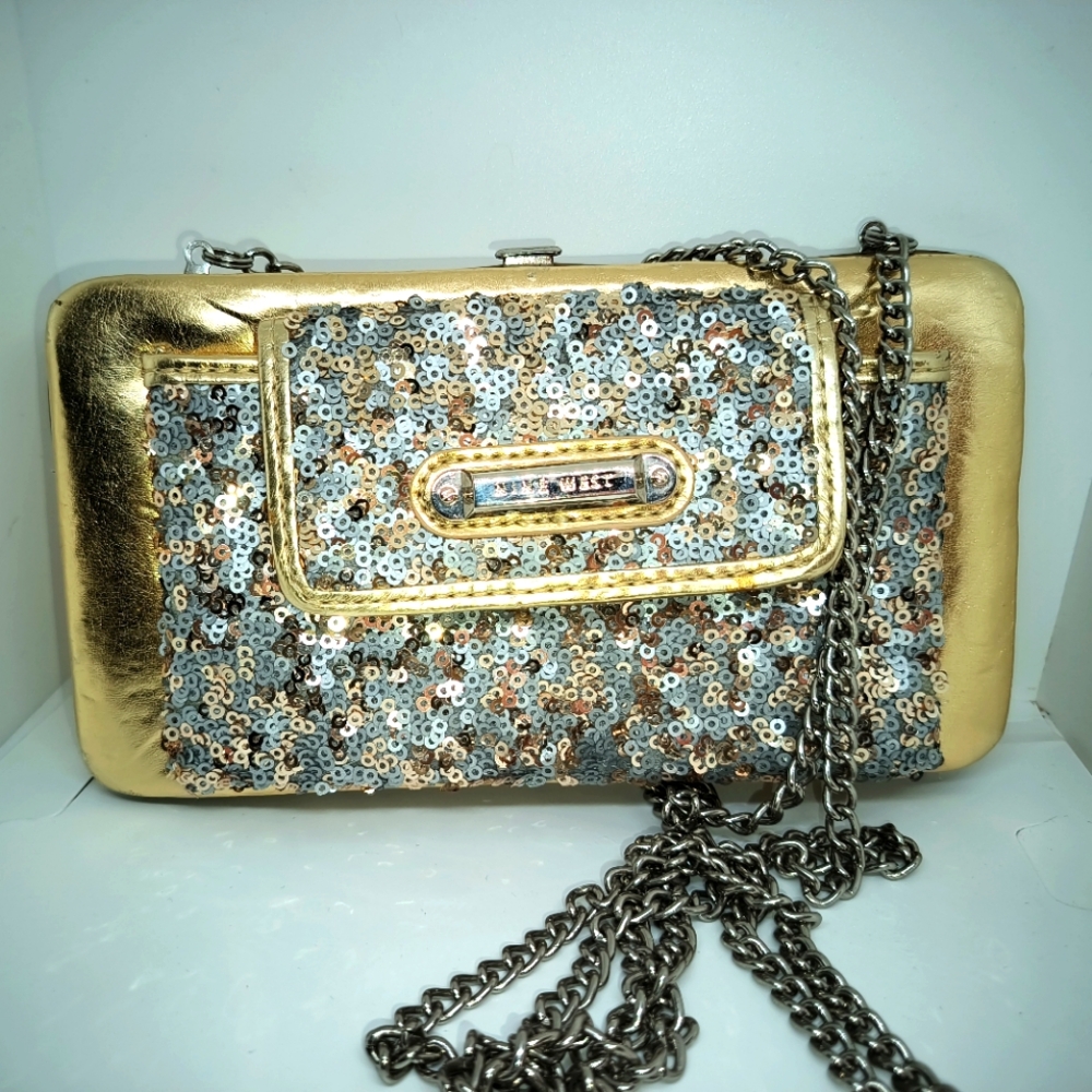 Steve Madden Metallic Gold & Sequins Purse